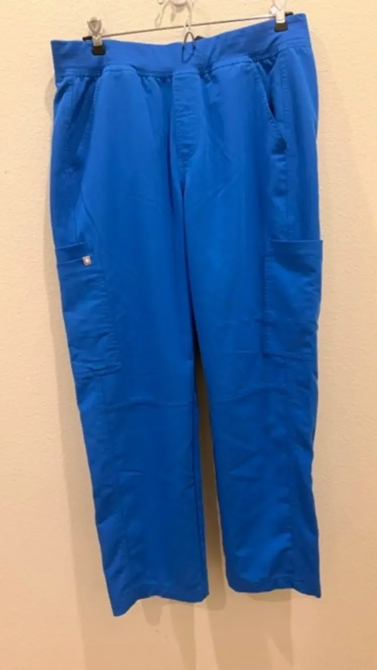 Mens Blue Elastic Waist Open Leg FIGS Size L/S